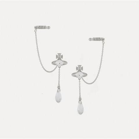 Vivienmes Westwood Bohemian White Gold Tassel Earrings for Women