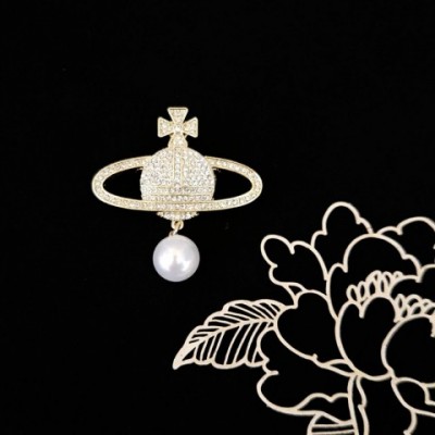 Luxury Designer Women's Gold & Silver Planet Brooch Pins