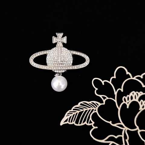 Luxury Designer Women's Gold & Silver Planet Brooch Pins