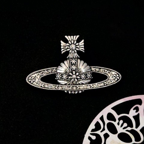 Luxury Designer Women's Gold & Silver Planet Brooch Pins