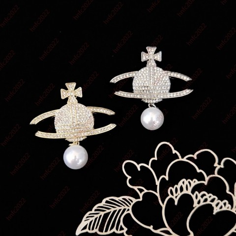 Luxury Designer Women's Gold & Silver Planet Brooch Pins