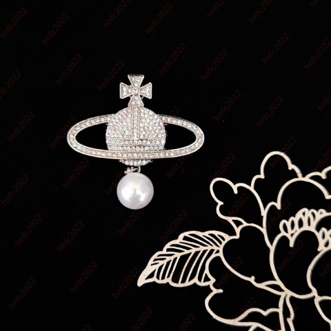 Luxury Designer Women's Gold & Silver Planet Brooch Pins