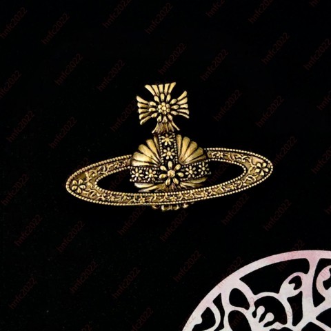 Luxury Designer Women's Gold & Silver Planet Brooch Pins