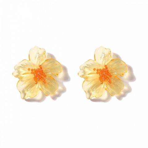 ZAA Women's Luxury Resin Flower Stud Earrings for Elegant Holiday Parties