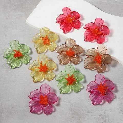 ZAA Women's Luxury Resin Flower Stud Earrings for Elegant Holiday Parties
