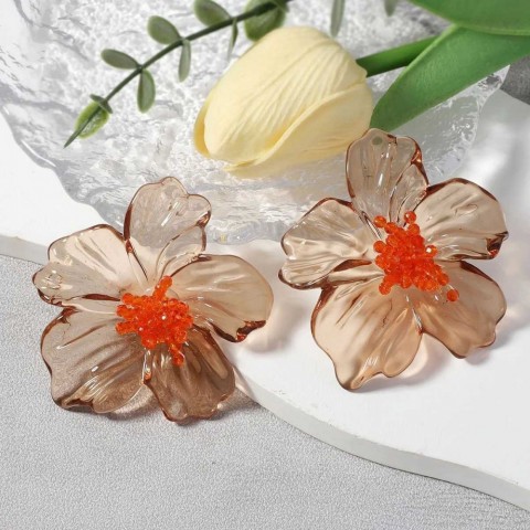 ZAA Women's Luxury Resin Flower Stud Earrings for Elegant Holiday Parties