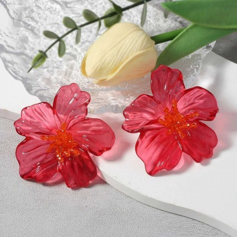 ZAA Women's Luxury Resin Flower Stud Earrings for Elegant Holiday Parties