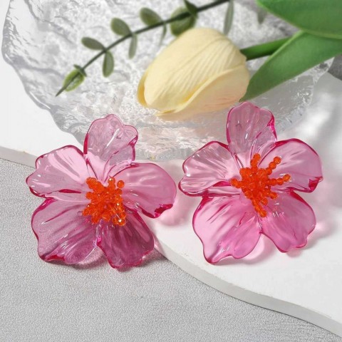 ZAA Women's Luxury Resin Flower Stud Earrings for Elegant Holiday Parties