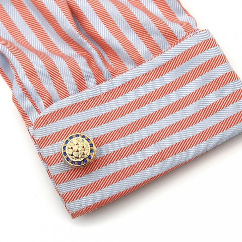 Men's Elegant Blue Silk Knot Cufflinks with Rhodium Plating