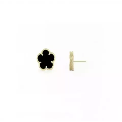 Women's Vintage Clover Stud Earrings with Agate and Mother-of-Pearl