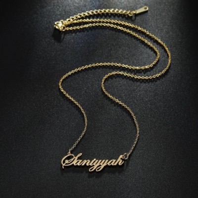 DOREMI Customizable Name Stainless Steel Necklace for Women, Initial Letter Nameplate Jewelry