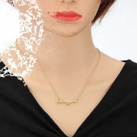 DOREMI Customizable Name Stainless Steel Necklace for Women, Initial Letter Nameplate Jewelry