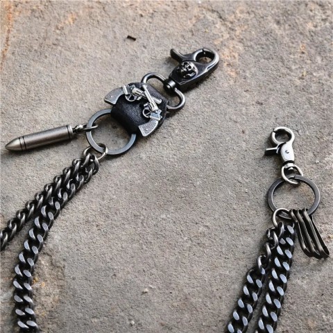 Double Gun Bullet Keychain Pendant for Men