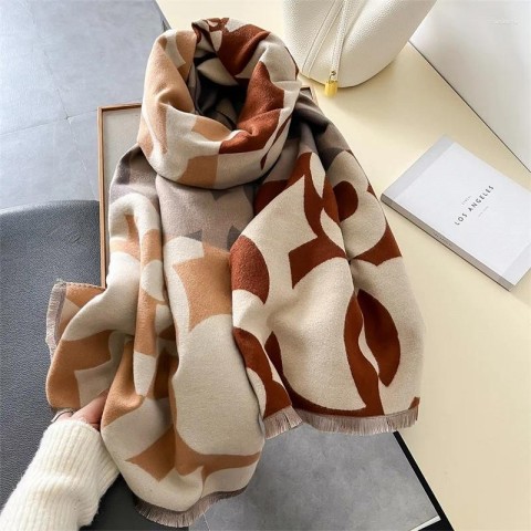 Luxury Women's Floral Cashmere Scarf - Warm Winter Wrap & Shawl