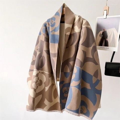 Luxury Women's Floral Cashmere Scarf - Warm Winter Wrap & Shawl