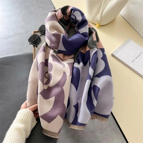 Luxury Women's Floral Cashmere Scarf - Warm Winter Wrap & Shawl