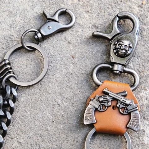 Double Gun Bullet Keychain Pendant for Men