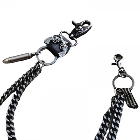 Double Gun Bullet Keychain Pendant for Men