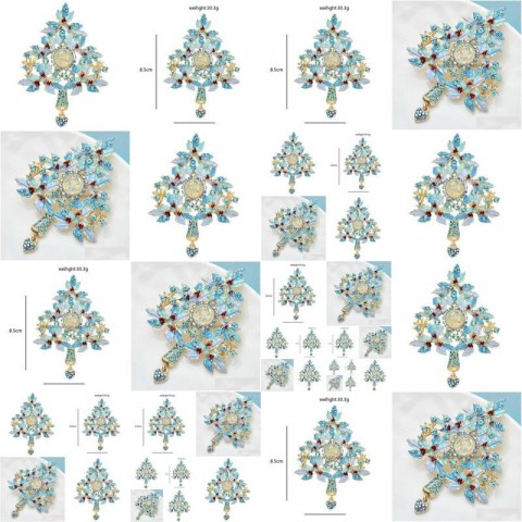 Wuli Women's Bohemian Brooch, Blue Christmas Tree Rhinestone Ornament, Elegant Party Accessory G230529