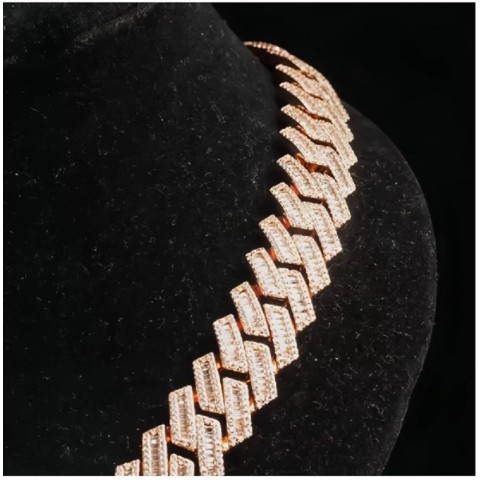 Cuban Chain Men's Pendant with VVS Moissanite, Iced Out Sterling Silver Hip Hop Jewelry