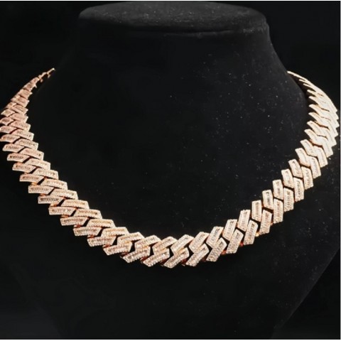 Cuban Chain Men's Pendant with VVS Moissanite, Iced Out Sterling Silver Hip Hop Jewelry
