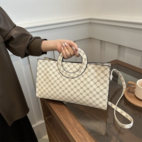 Vintage Fashionable Lightweight Women's PU Casual Tote Bag with Distressed Look
