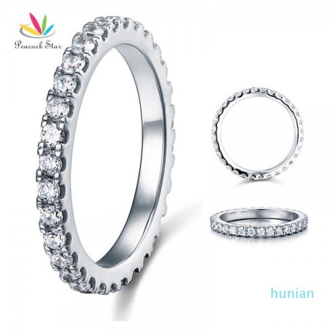 Peacock Star Eternity 925 Sterling Silver Wedding Band Ring, Available in Multiple Sizes