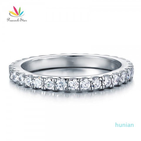 Peacock Star Eternity 925 Sterling Silver Wedding Band Ring, Available in Multiple Sizes