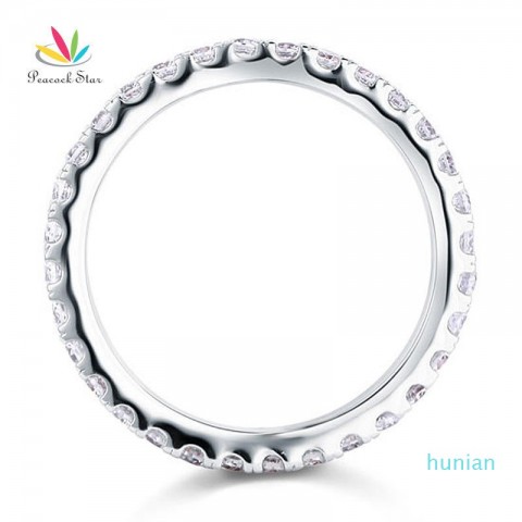 Peacock Star Eternity 925 Sterling Silver Wedding Band Ring, Available in Multiple Sizes