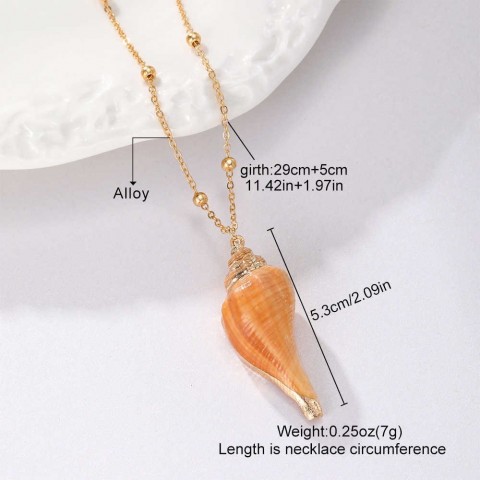 Anto Bohemian Gold Plated Shell Pendant Necklace - Women's 50cm Chain