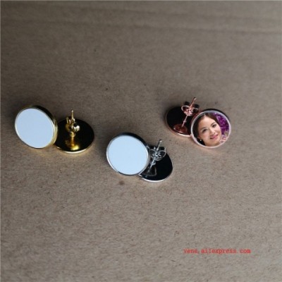 Sublimation Stud Earrings for Fashion Printing - 12mm Zinc Alloy Charms