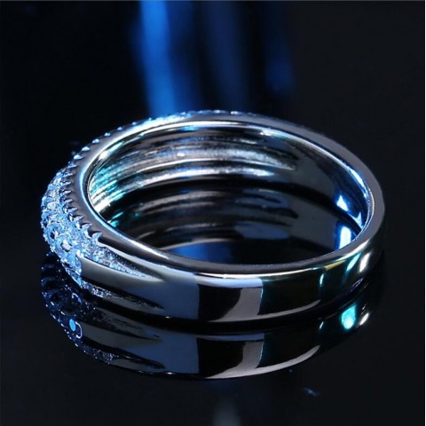 Drop Ship Sier Eternity Band: Women's 3-Row 5A Cubic Zirconia Wedding Ring