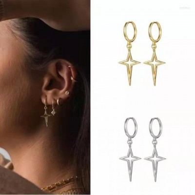 Hoop Earrings Cross Geometric Gold Silver Women Luxury Jewelry