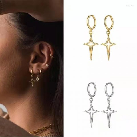Hoop Earrings Cross Geometric Gold Silver Women Luxury Jewelry