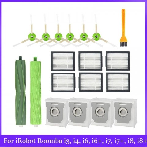 iRobot Roomba i3/i4/i6/i7/i8/E5/E6/E7 Replacement HEPA Filter & Main Side Brush