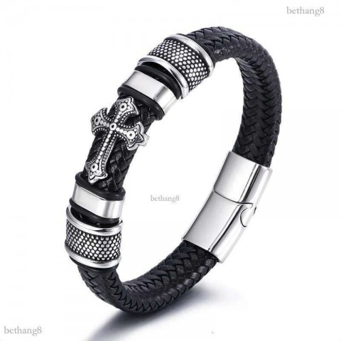 Jesus Cross Charm Bracelet for Men