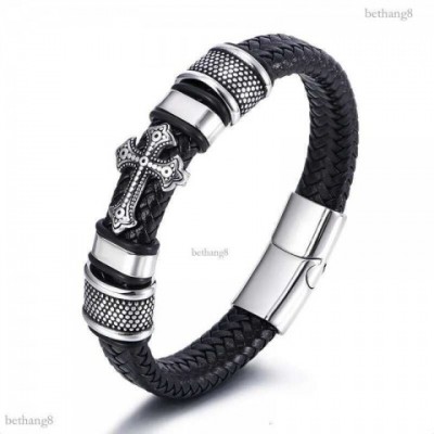 Jesus Cross Charm Bracelet for Men