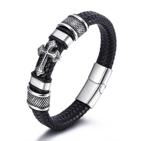 Jesus Cross Charm Bracelet for Men