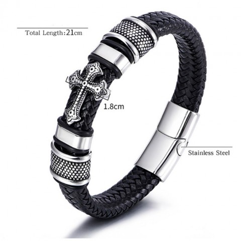 Jesus Cross Charm Bracelet for Men