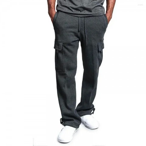 Comfortable Men's Cargo Jogger Fleece Sweatpants with Multiple Pockets