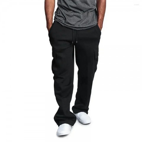 Comfortable Men's Cargo Jogger Fleece Sweatpants with Multiple Pockets