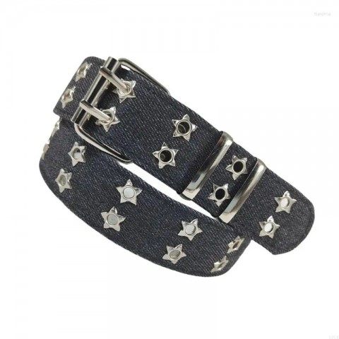 Star Punk Design Women's Genuine Leather Belt with Golden Animal Buckle