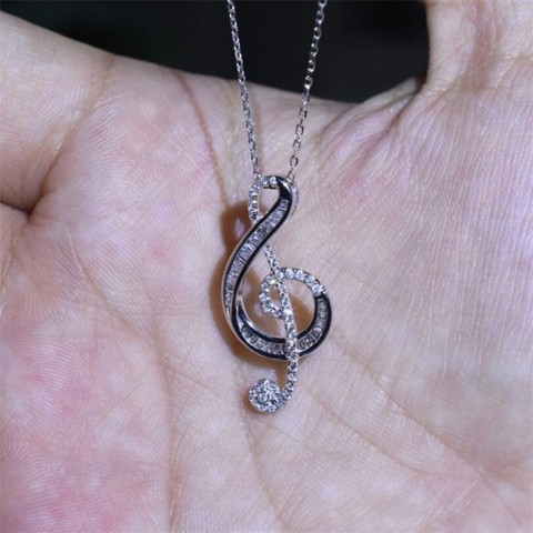 Sterg Sier Women's Elegant White Topaz CZ Pendant Necklace for Special Occasions