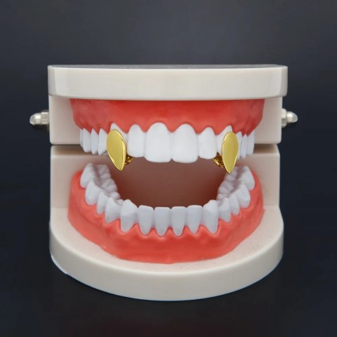 Bling Punk Teeth Caps for Cosplay, Rapper Style, 2pcs Dental Mouth Jewelry