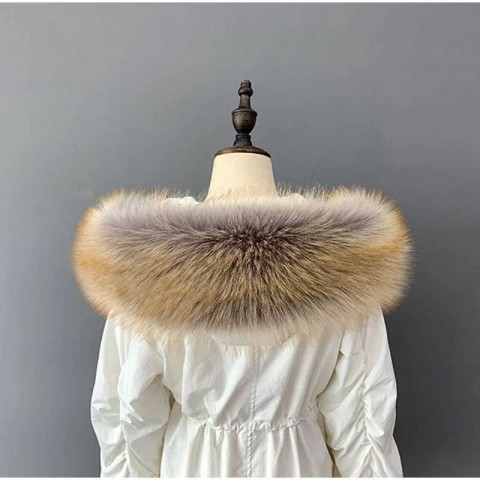 Unisex Faux Raccoon Fur Collar Winter Jacket Accessories S2410