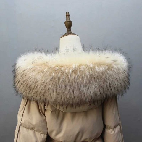 Unisex Faux Raccoon Fur Collar Winter Jacket Accessories S2410
