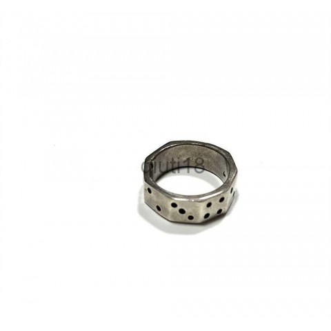 Band Rings Unisex Octagon Design with Plant Pattern - Stylish Jewelry for Men and Women