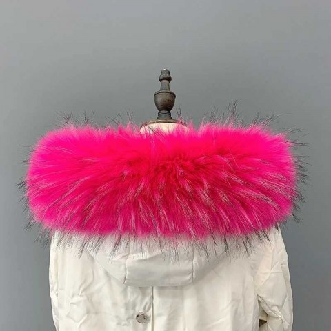 Unisex Faux Raccoon Fur Collar Winter Jacket Accessories S2410