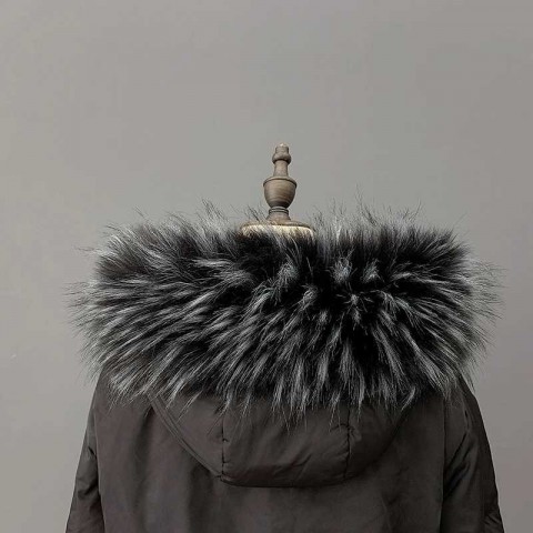 Unisex Faux Raccoon Fur Collar Winter Jacket Accessories S2410