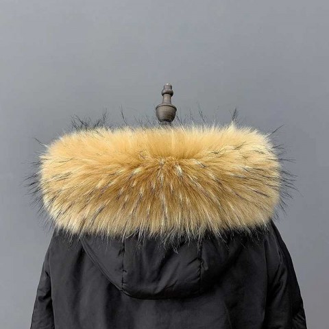 Unisex Faux Raccoon Fur Collar Winter Jacket Accessories S2410
